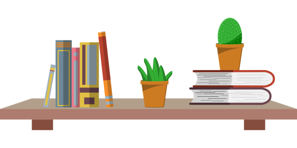 Полка с растением рисунок без фона