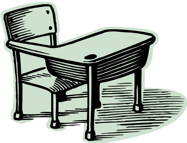 Парта со стулом на белом фоне