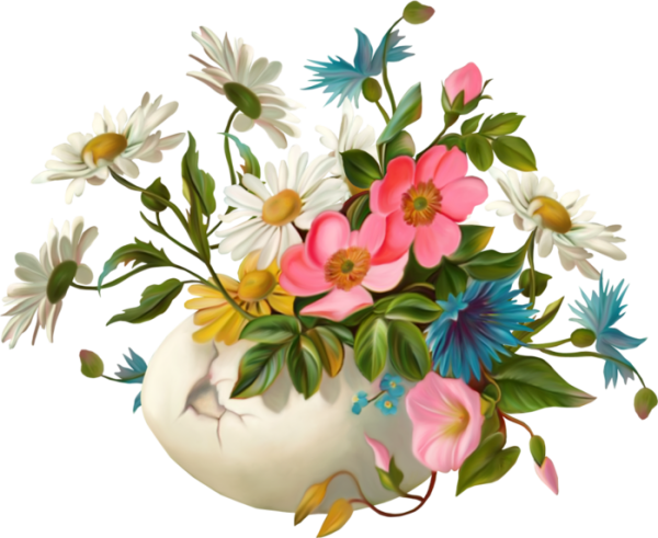 Цветочные композиции на прозрачном фоне