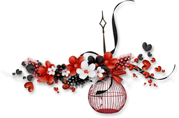 Цветочный декор на прозрачном фоне