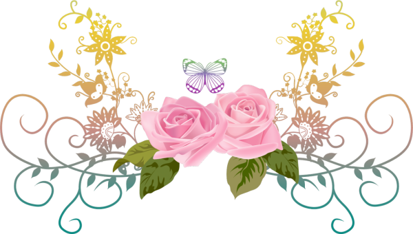 Цветочный орнамент на прозрачном фоне