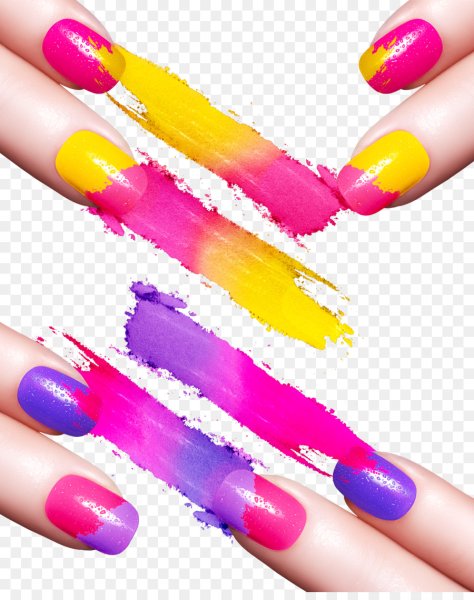 Яркие ногти с бесцветным лоном