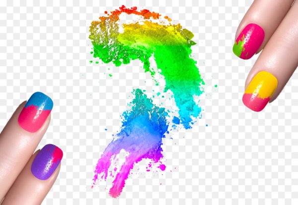 Маникюр разноцветный на прозрачном фоне