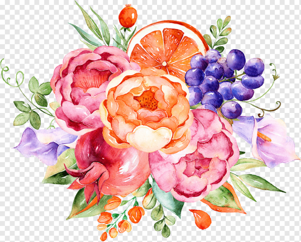 Фиолетовые цветы акварель