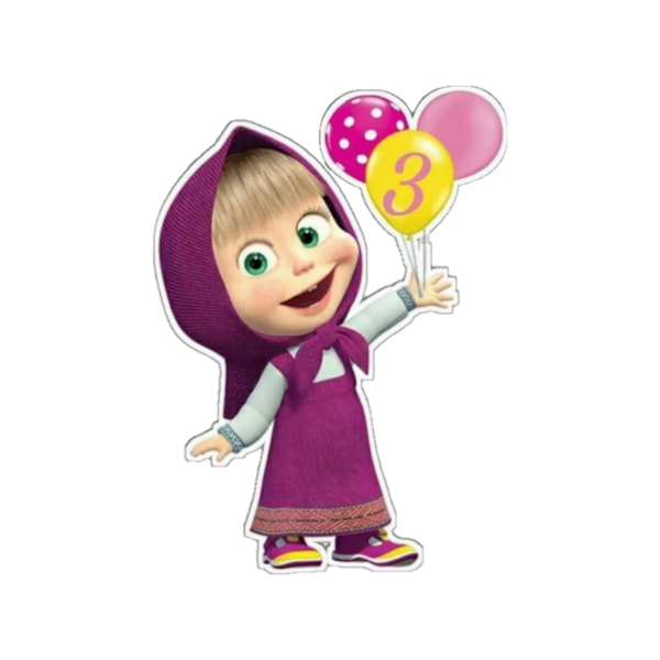 Маша из мультика на белом фоне