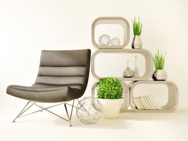 Предметы интерьера на белом фоне