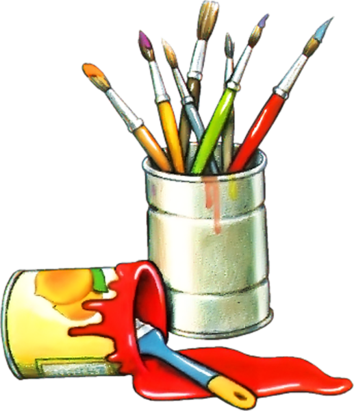 Стакан с кистями и карандашами