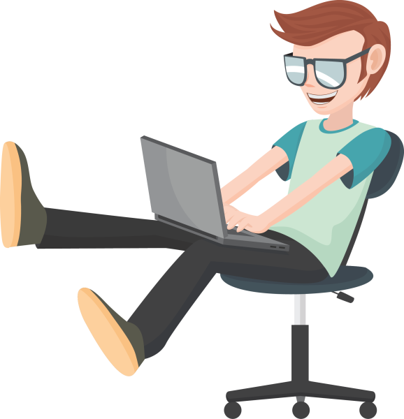 Человек за компьютером вектор