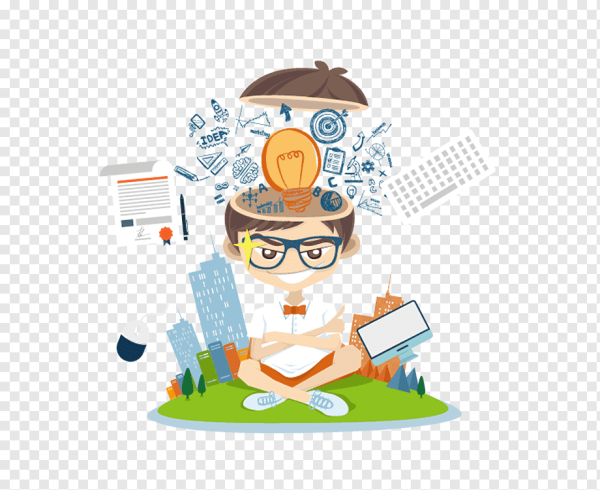 Человек за компьютером мультяшный