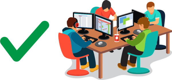 Иллюстрация человек за компьютером