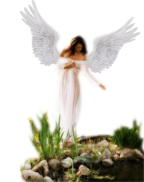 Девушка ангел на белом фоне