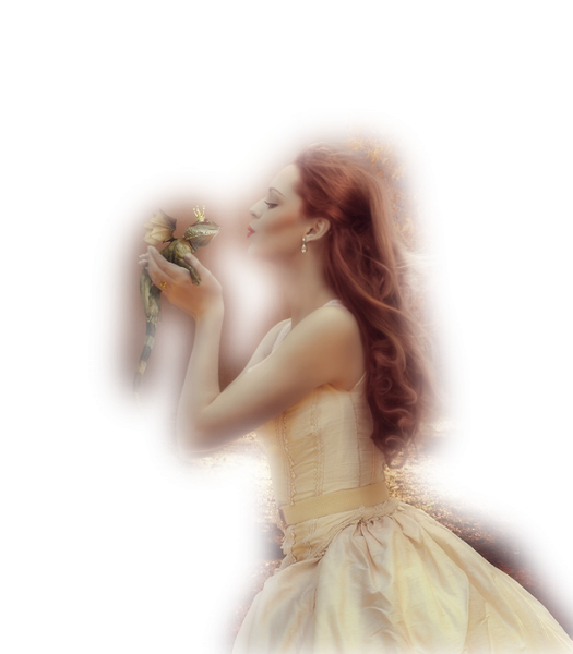 Нежная девушка на прозрачном фоне