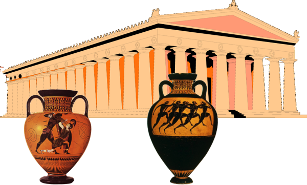 Греческие вазы на прозрачном фоне