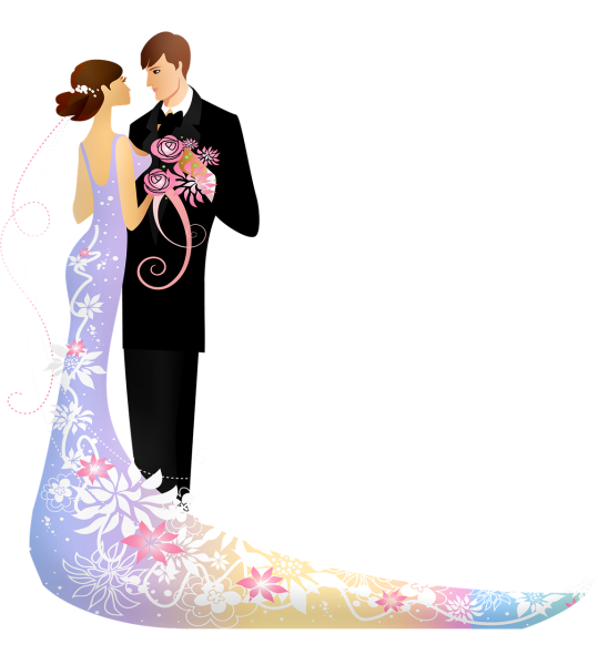 Свадебные силуэты жениха и невесты