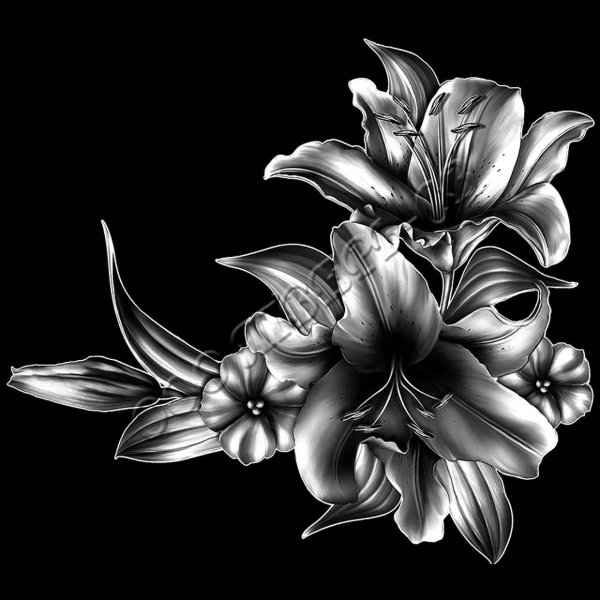 Лилии гравировка на граните