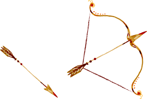 Лук и стрелы на прозрачном фоне