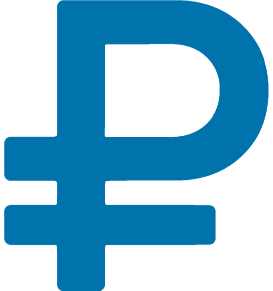 Значок рубля синий