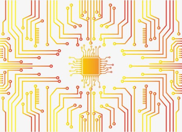 Микросхема на прозрачном фоне