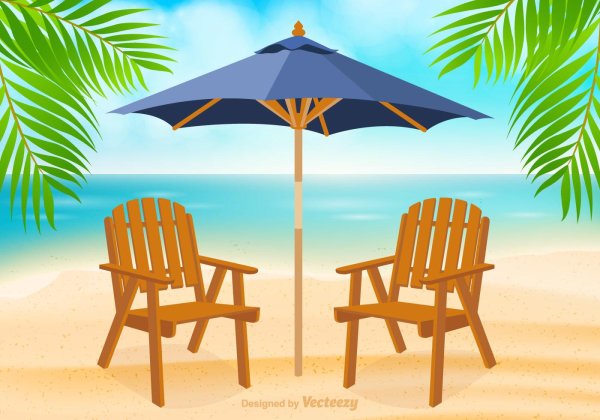 Стол на пляже вектор