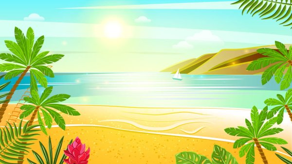 Пляж мультяшный фон