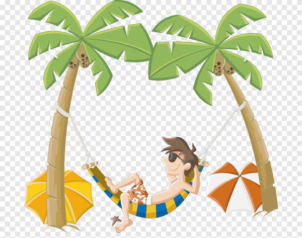 Пальма с гамаком вектор