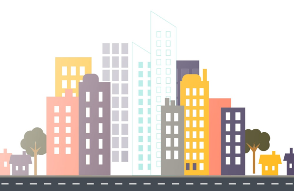 Векторный многоэтажный дом