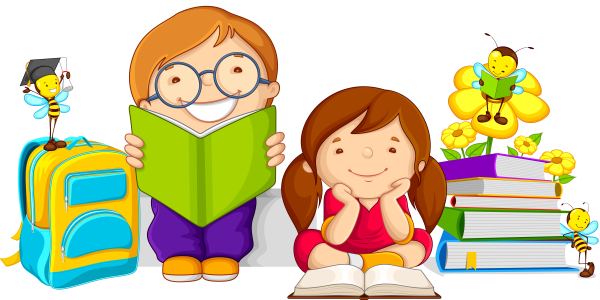 Мультяшные дети с книгами