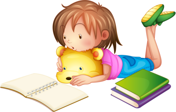 Дети читают книги на прозрачном фоне