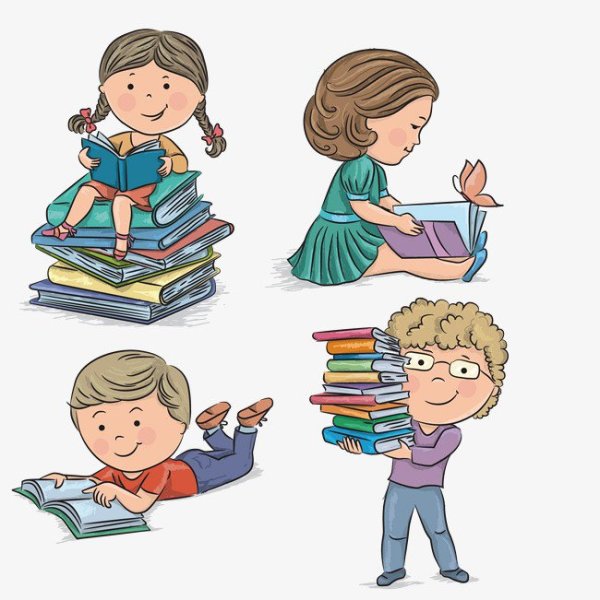 Мультяшные дети с книгами