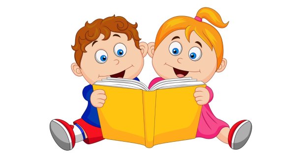 Дети с книжками на прозрачном фоне