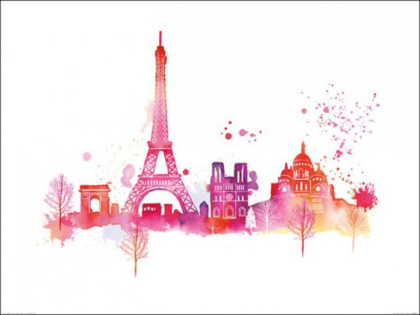 Париж вектор акварель