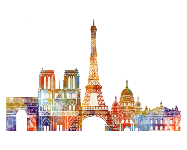 Париж фон акварель