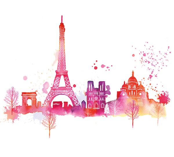 Символы Франции акварелью