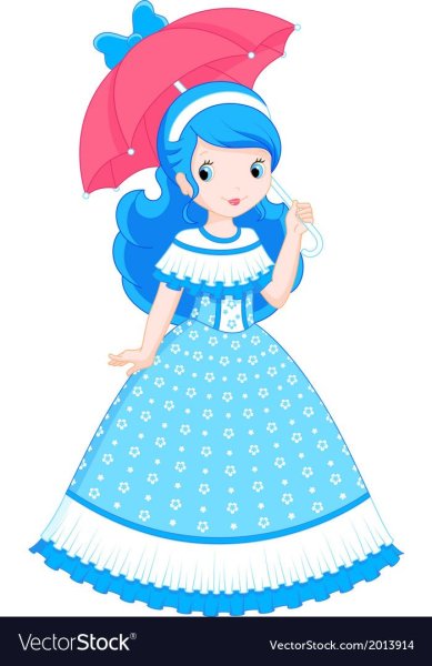 Мультяшная девочка в голубом платье