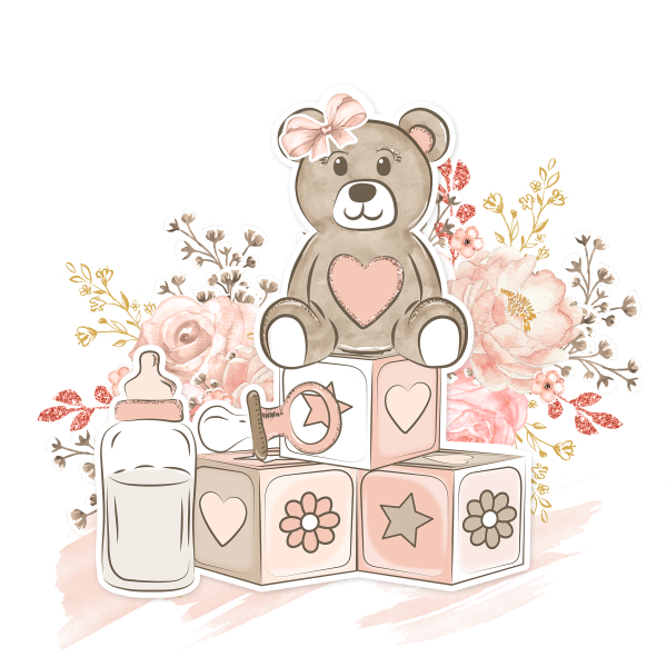 Метрика с мишкой для девочки