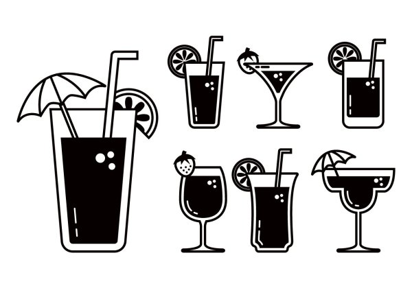 Коктейли безалкогольные на прозрачном фоне