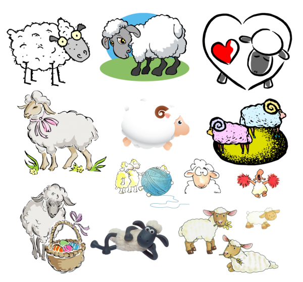 Маленькие цветные рисунки овечек