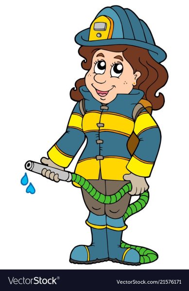 Мультяшные девушка пожарный