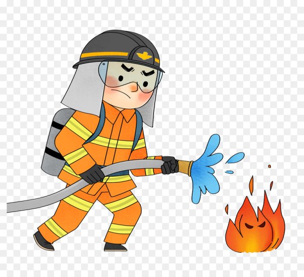 Пожарный на прозрачном фоне