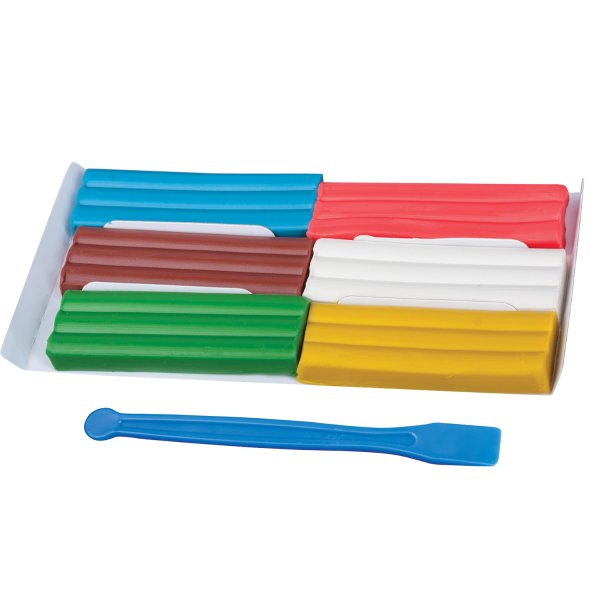 Пластилин восковой BRAUBERG 6 цв., 90г, со стеком, европодвес, 103306