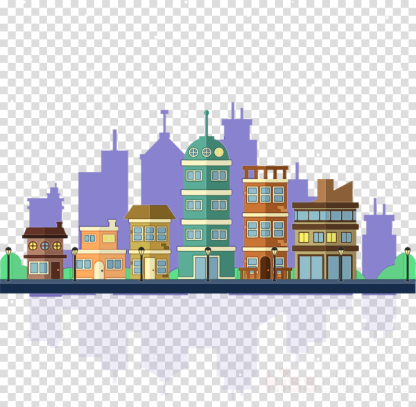 Городские здания на прозрачном фоне