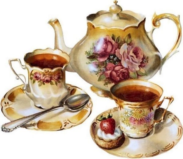 Чаепитие на белом фоне