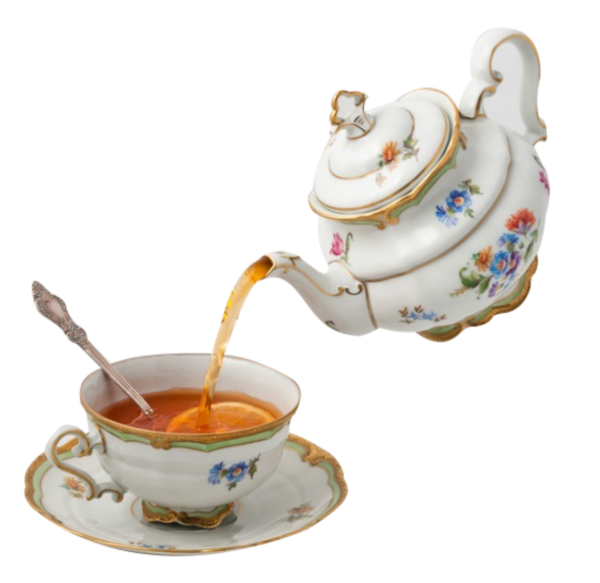 Чайник с чашкой на прозрачном фоне