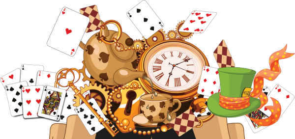 Чаепитие из Алисы в стране чудес вектор