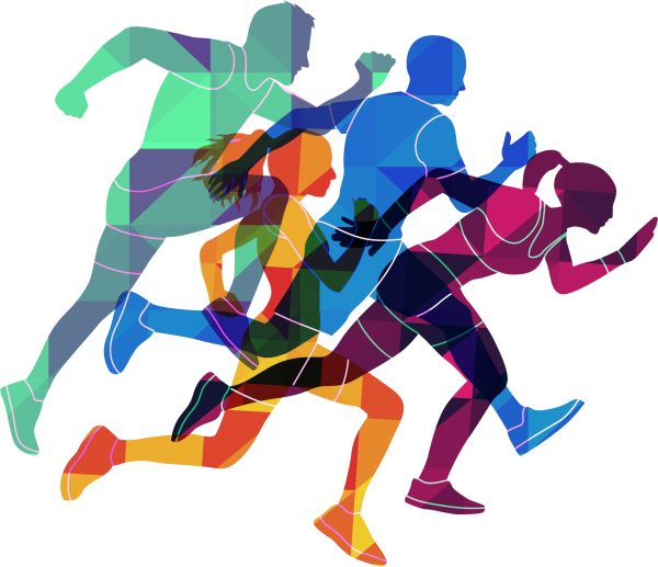 Цветные силуэты спортсменов