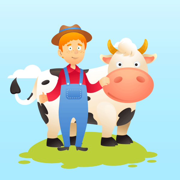 Фермер с коровой