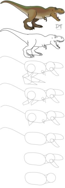 Нарисовать тираннозавра поэтапно
