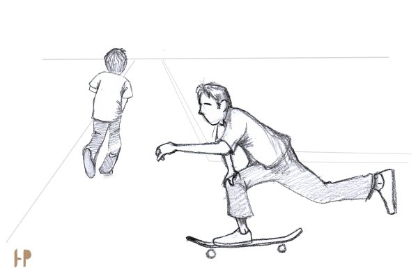 Скейт парк с людьми рисунок