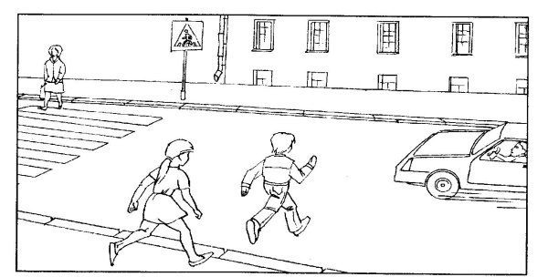Раскраска пешехода на дороге