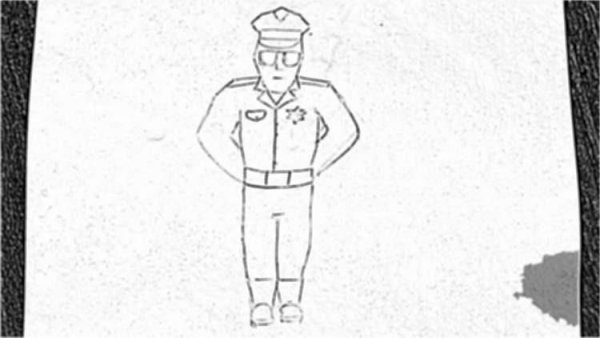 Поэтапность рисования полицейского